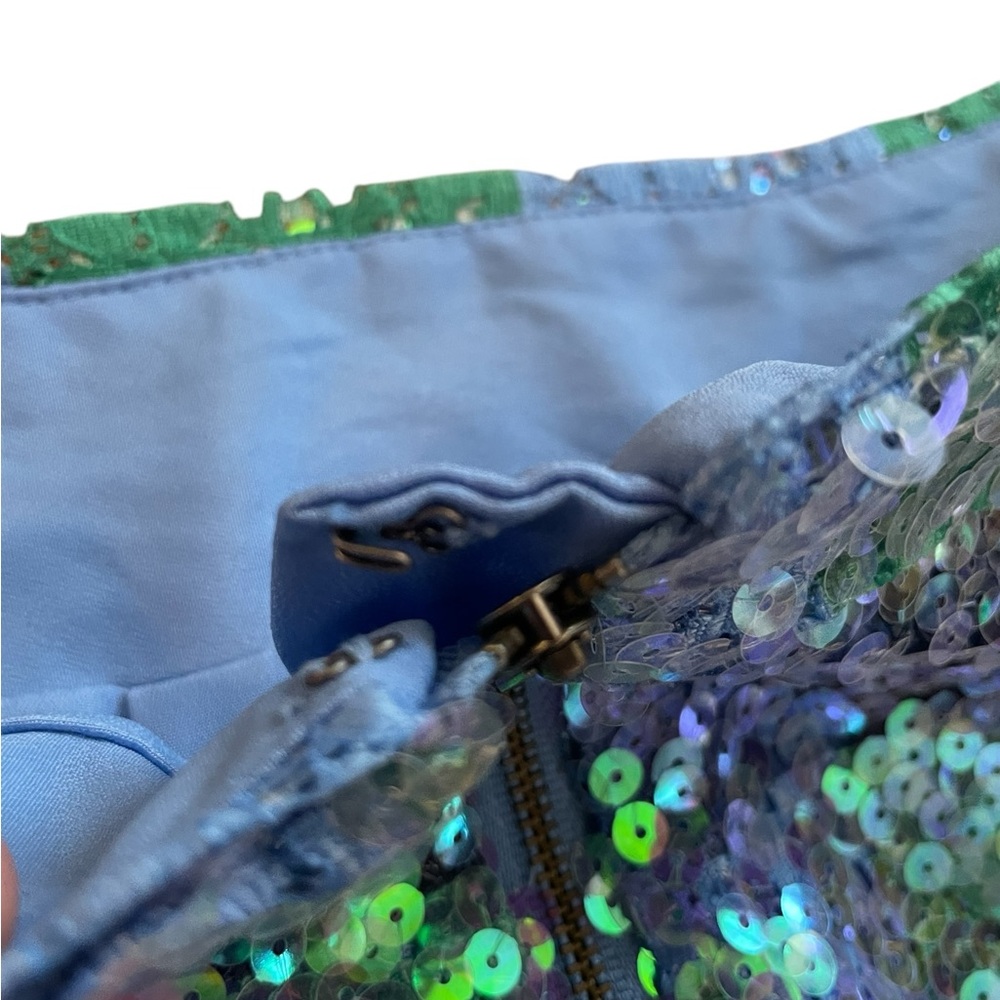 Anthropologie Maeve Sequin Plaid Palette Blue Skirt NWT - Picture 11 of 15
